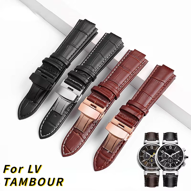 Bracelet de montre en cuir véritable pour homme et femme