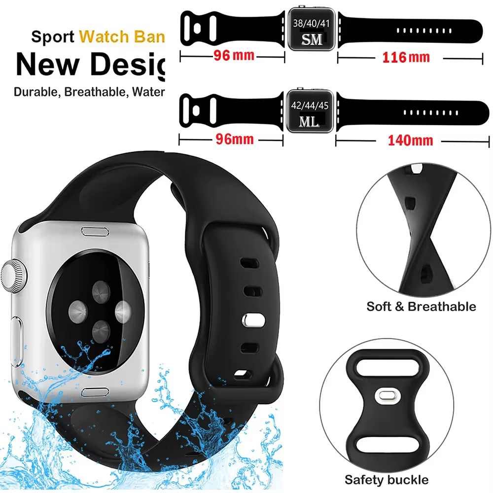 Bracelet de sport en Silicone pour apple watch Ultra 49mm série 9-8-7 41mm 45mm correa 44mm 40mm