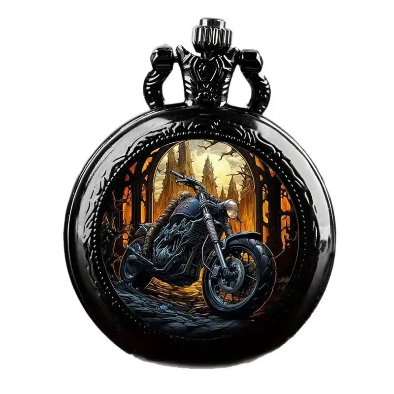 Montre de poche à quartz de moto noire vintage