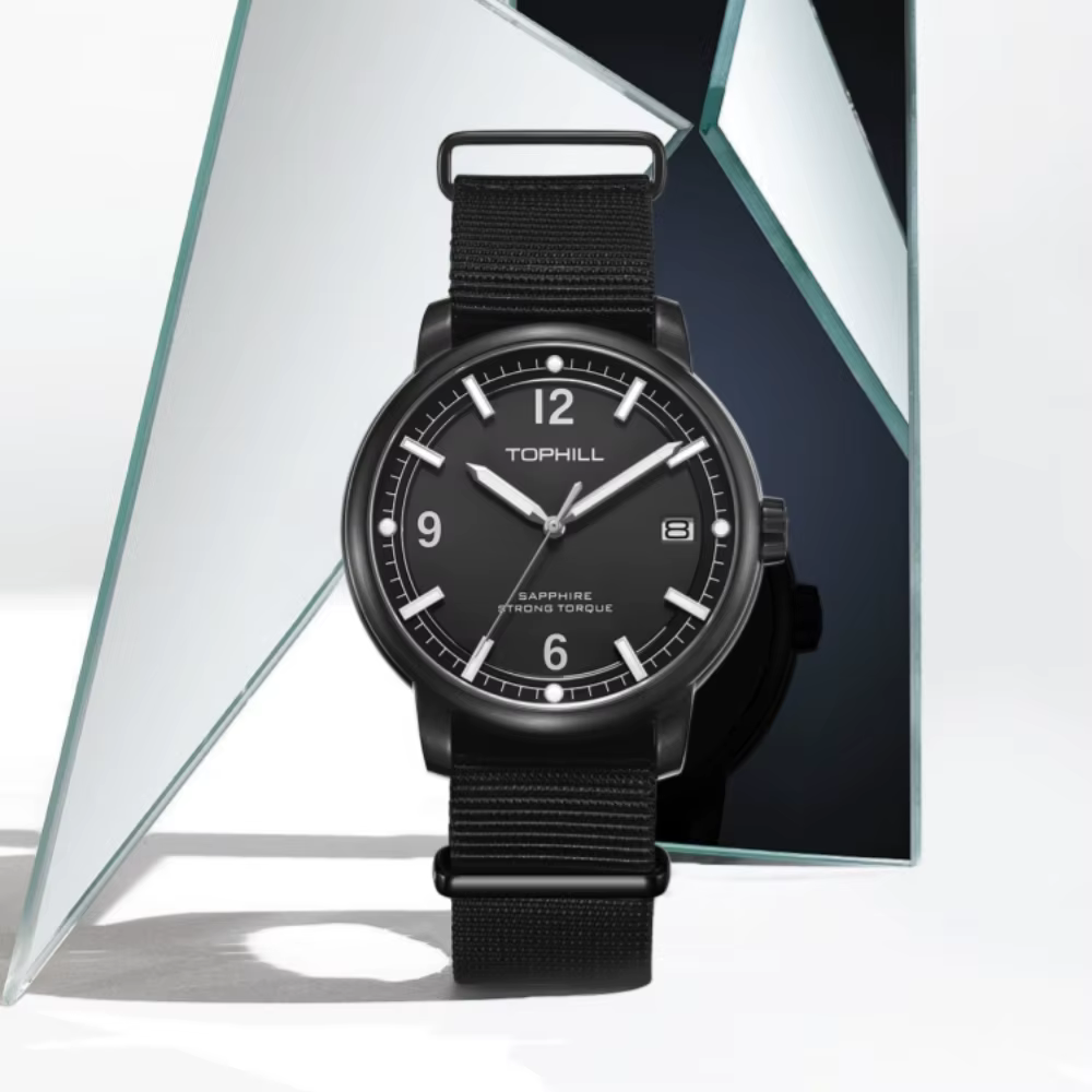 TOPHILL – montre-bracelet à Quartz pour hommes, Vintage, Simple, 42mm, Epson VX62E, saphir, 3H, Date, 5 bars, décontractée, C3, lumineuse, 5 bars, TD009G