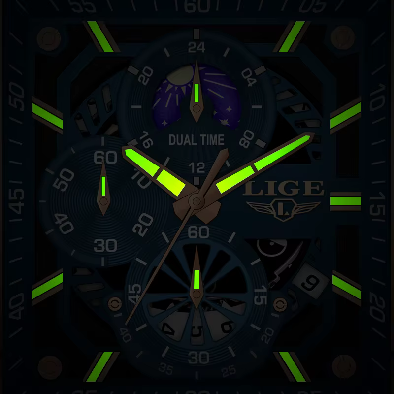 Montres pour hommes LIGE Top marque de luxe chronographe montre de sport carrée mode