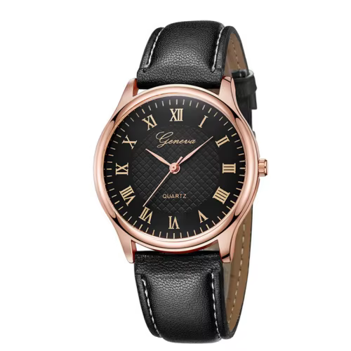 Mode moderne noir Quartz hommes montres marée marque bracelet en cuir grand cadran