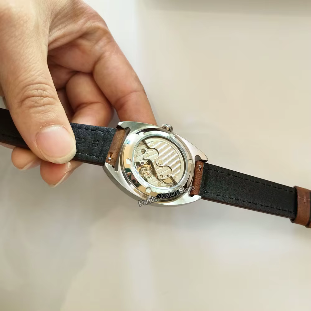 Parnis 36mm cadran noir hommes montre-bracelet marques lumineuses automatique ST1701