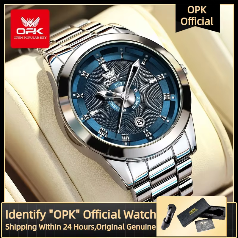 OPK 6056 montre à Quartz pour hommes échelle romaine en acier inoxydable étanche calendrier