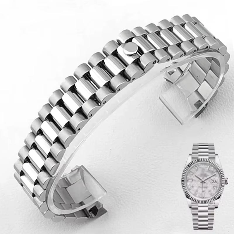 Bracelet de montre President à extrémités courbes 20 mm 21 mm pour Seiko NH35 Datejust