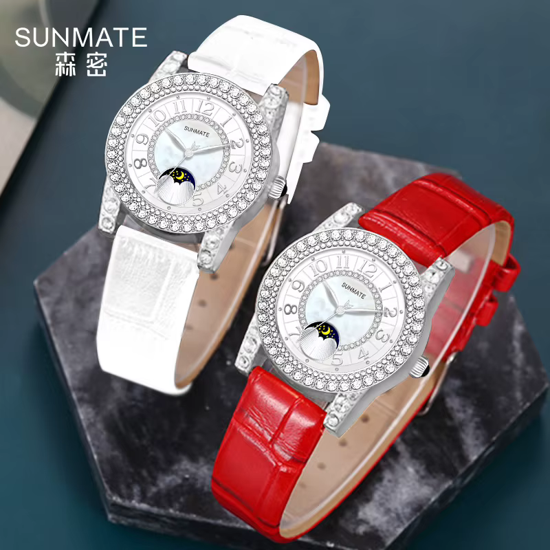 SUNMATE Montre à quartz mince pour femme – Affichage analogique simple