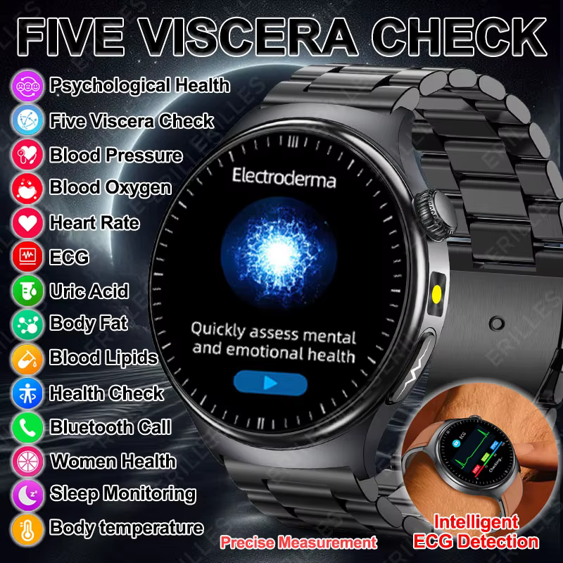 2026New santé Sport ECG AI diagnostic montres intelligentes hommes fréquence cardiaque pression artérielle IP68 étanche