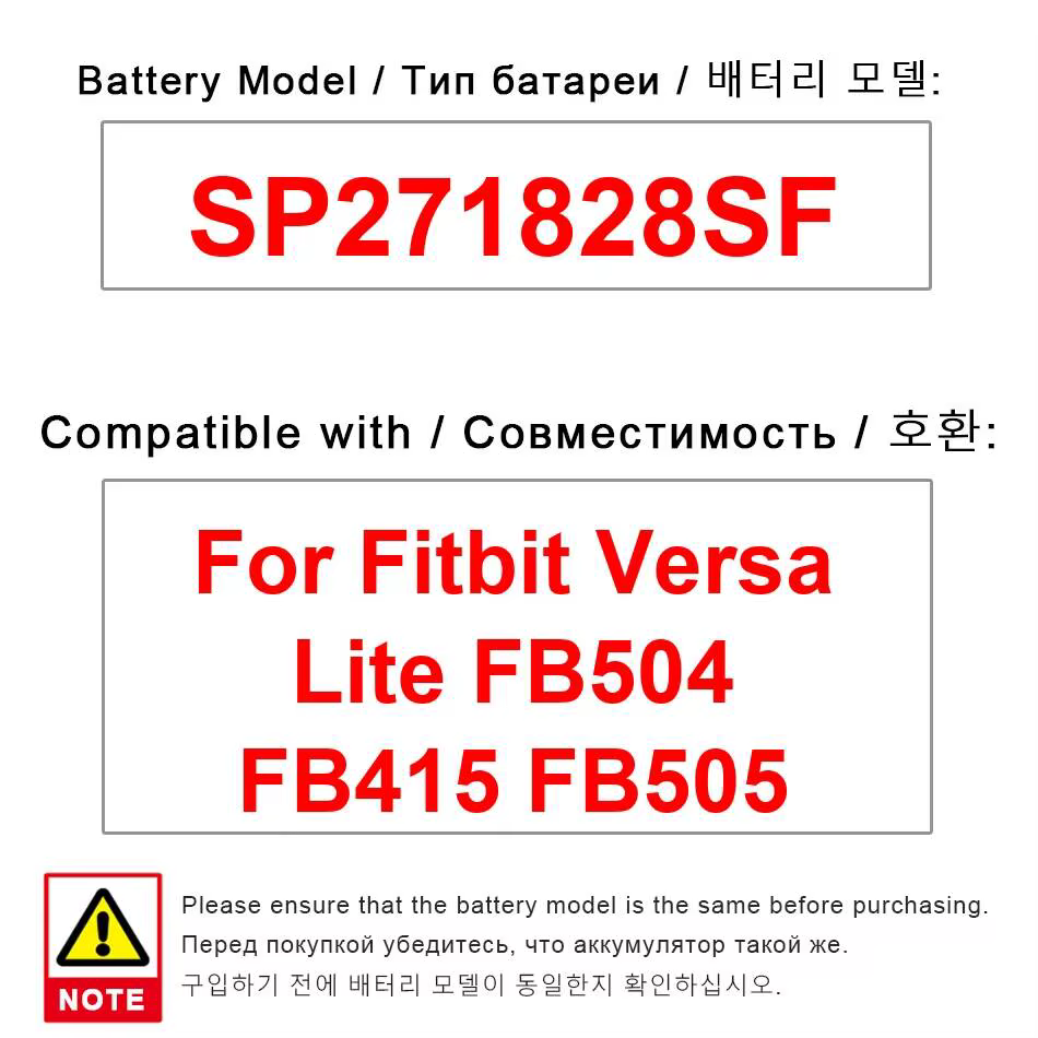 Batterie de remplacement pour montre intelligente Fitbit Versa Lite FB504 FB415 FB505
