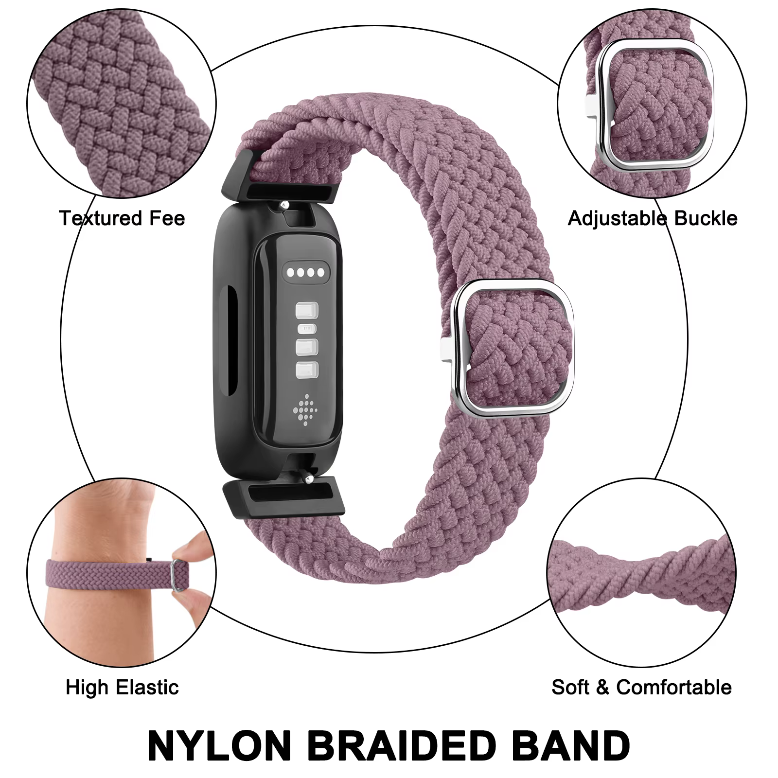 Bracelet en Nylon élastique tressé pour Fitbit inspire 2 3/inspire Hr