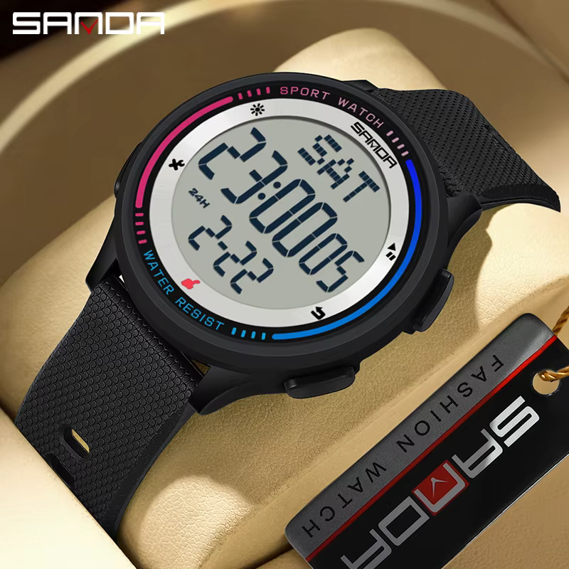 SANDA montre pour hommes fonctions multiples Sports de plein air chronomètre étanche mouvement numérique LED