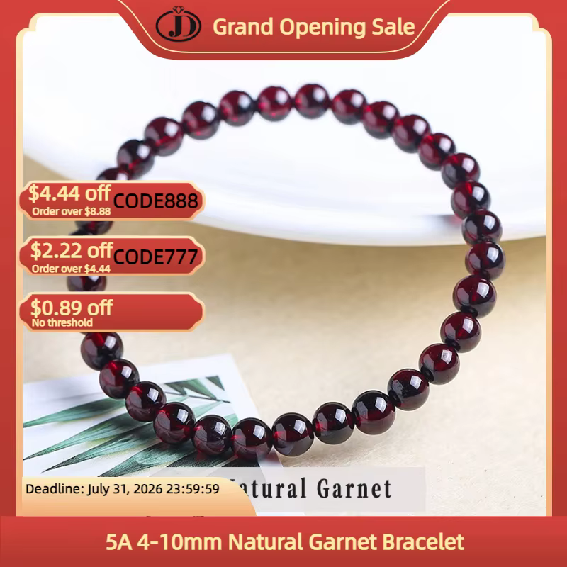 Bracelet en grenat naturel 5A, perles rondes rouge profond de 4 à 10 mm, bracelet extensible pour femmes, bijoux en cristal de guérison, cadeau