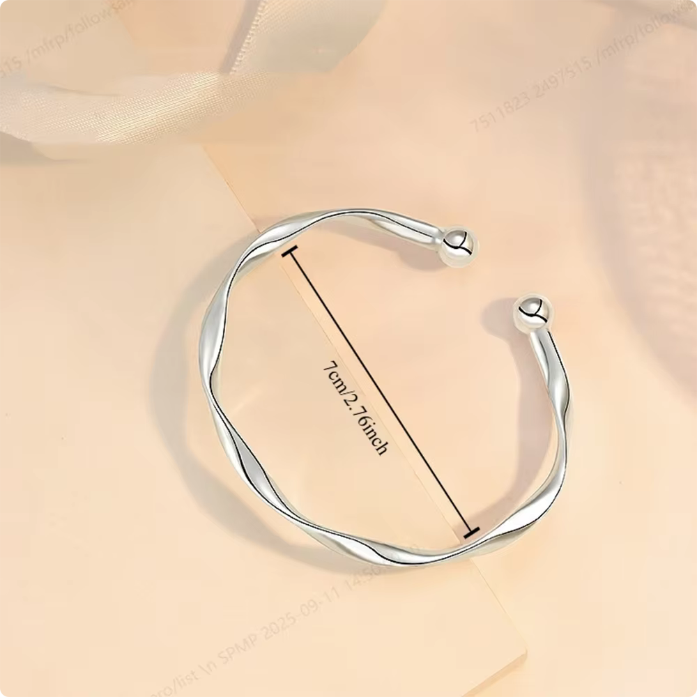 Bracelet torsadé exquis en argent Sterling 925 de luxe, ouvert pour femmes, accessoires de bijoux de mariage à la mode