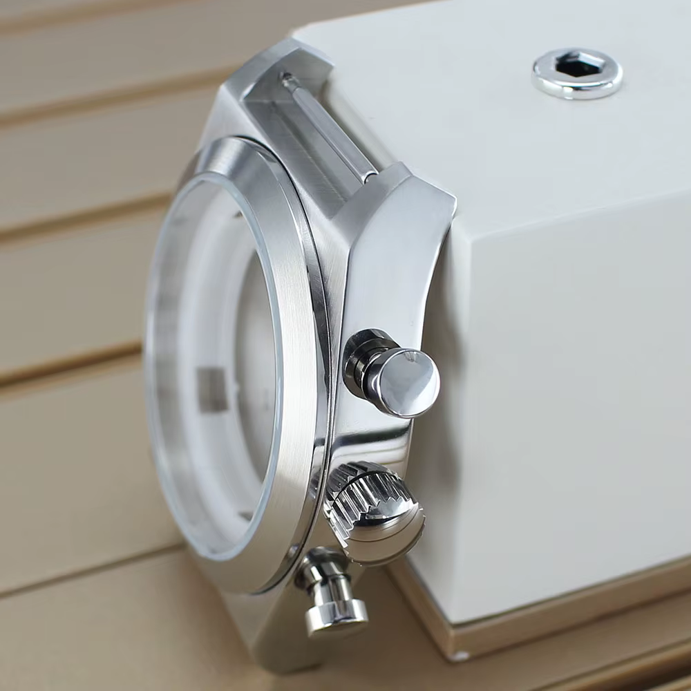 Boîtier de montre argenté 46MM, design en acier inoxydable brossé, étanche, avec fond solide, pour Miyota OS00 Movt, pièces de réparation en promotion