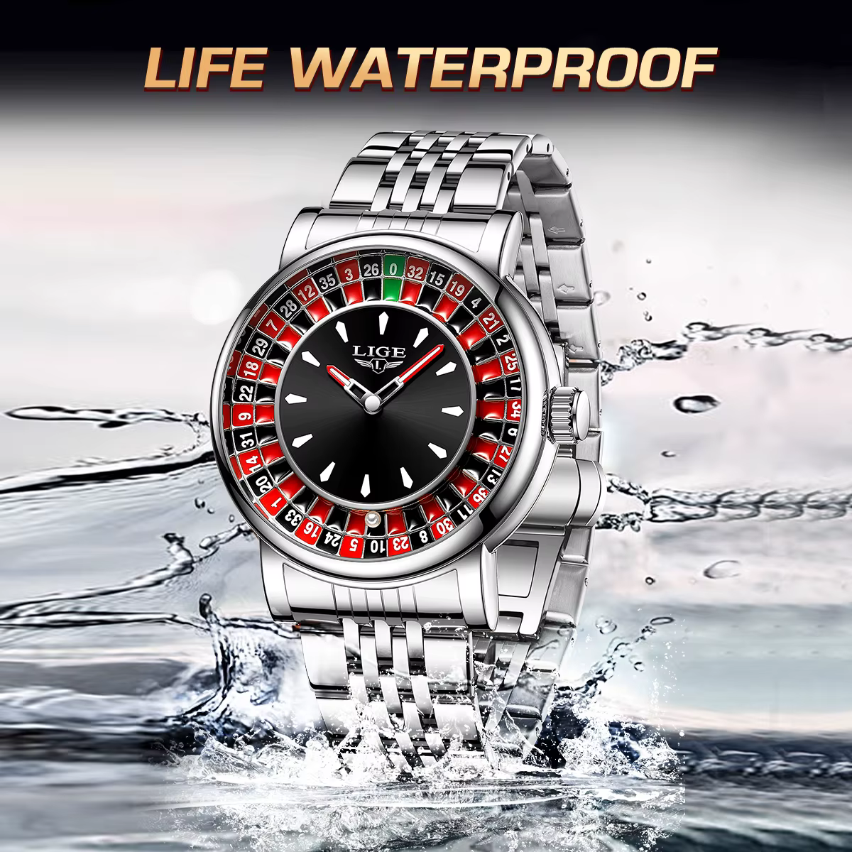 LIGE mode hommes montre cadran rotatif Las Vegas Roulette bureau thème