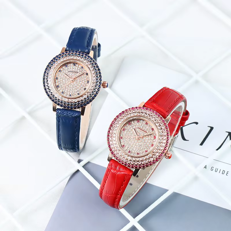 AdrenPalace-Montre à quartz en cuir véritable pour femme