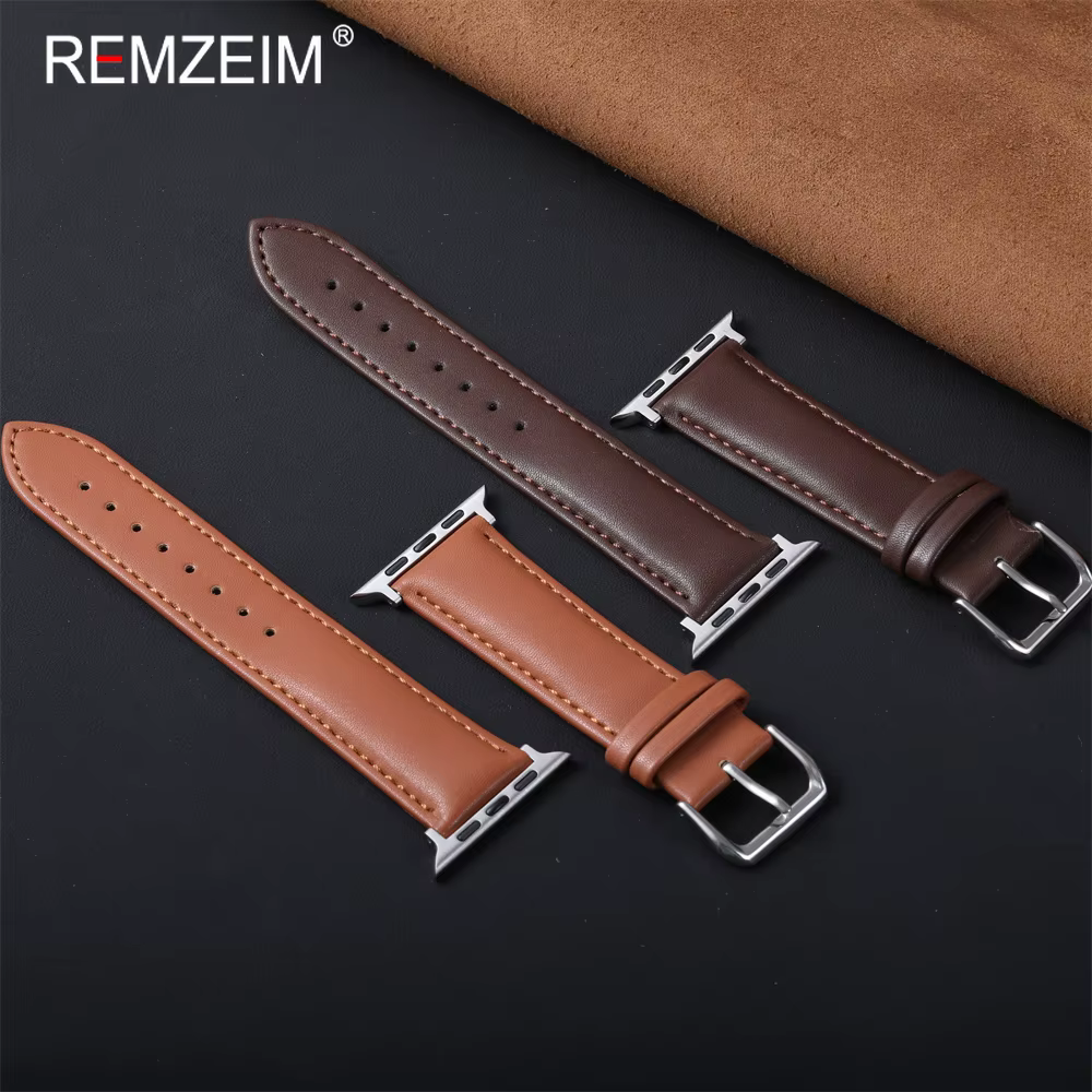 Bracelet en cuir PU pour homme, usage quotidien, pour iWatch 38-49 mm, bracelet de montre unisexe pour Apple Watch Series 1-11 Ultra SE