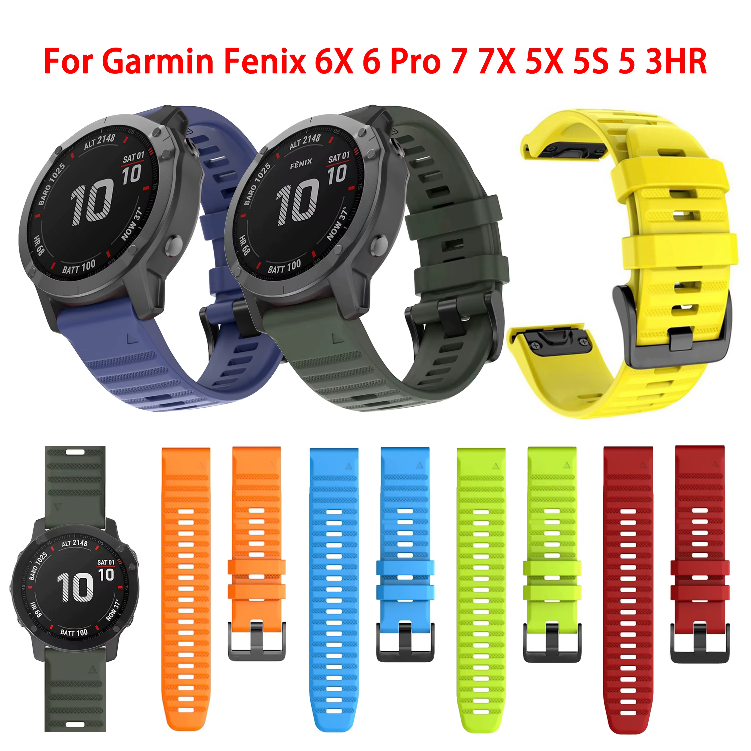 Pour fenix 6 Pro 7 5 Plus 22 20 26mm Bracelet Silicone QuickFit pour Garmin