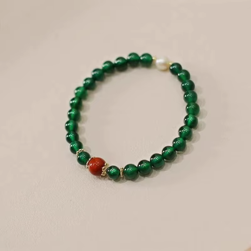 Bracelets en perles d'eau douce pour femmes, Agate rouge verte naturelle de 6mm, brins de perles, accessoires de bijoux fins simples et exquis, 1338
