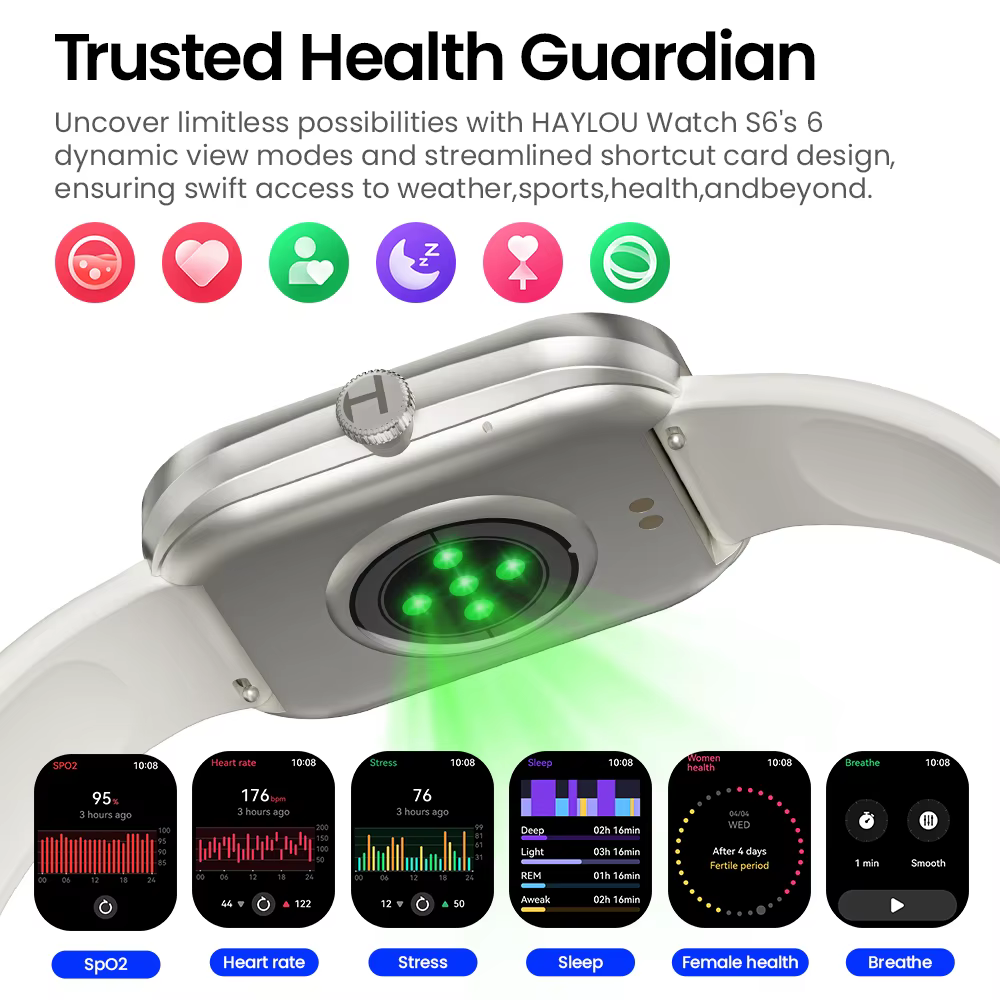 HAYLOU montre S6 Smartwatch 2.01 "Display HD