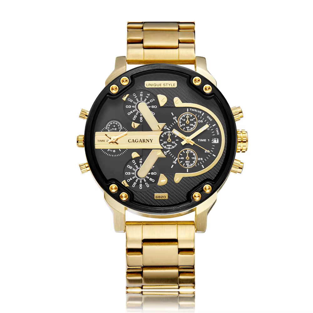 Montres pour hommes Top marque de luxe bracelet en acier double montre