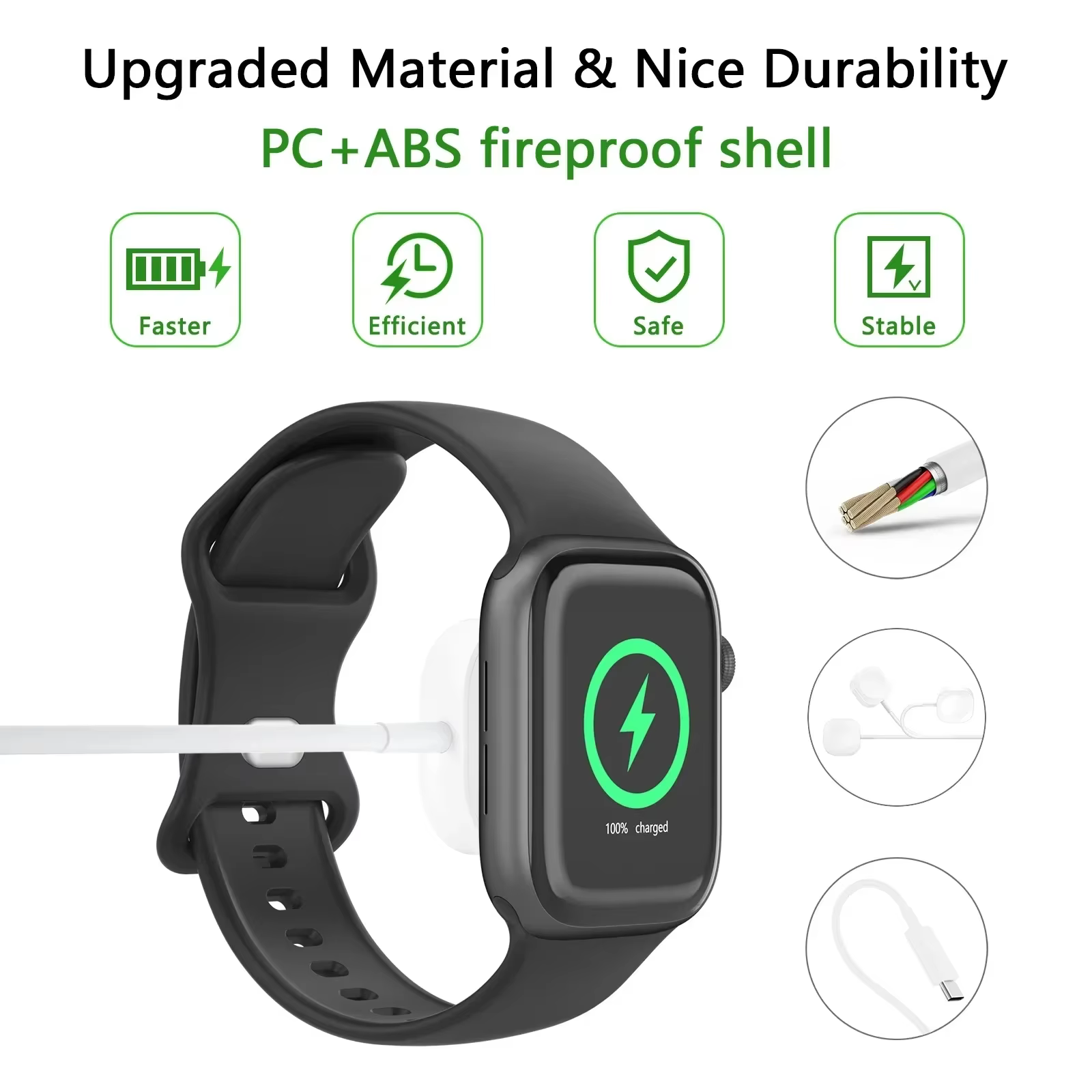 Chargeur sans fil magnétique USB Type C pour IWatch 9/8/7/6/5/SE