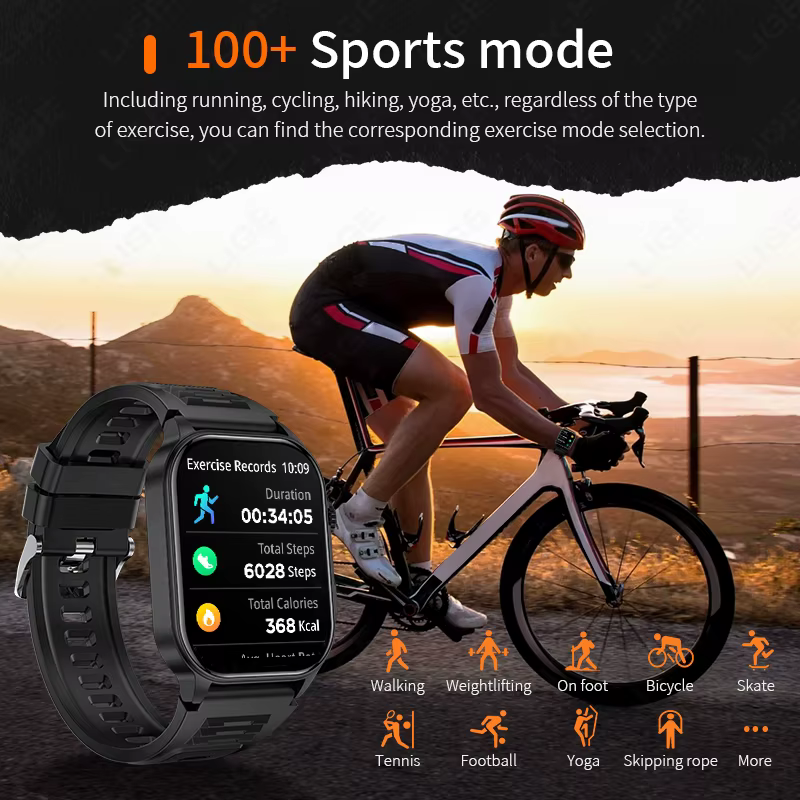 Montre intelligente étanche avec lampe de poche LED pour homme
