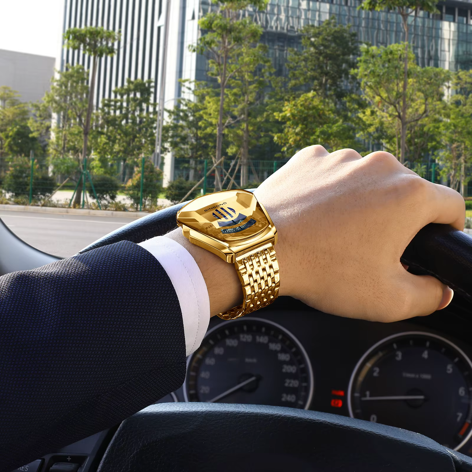 BINBOND chaud nouveaux hommes dominateur moto Concept montre à la mode grand cadran en acier inoxydable technologie