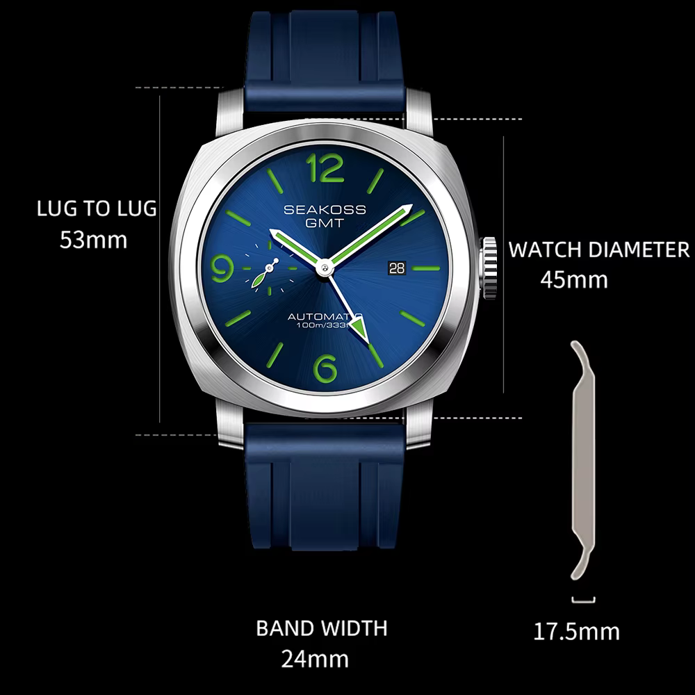 SEAKOSS GMT plongée automatique montres mécaniques hommes 1963 ST2557 mouvement mouette 316L calendrier Super lumineux 10Bar montres-bracelets