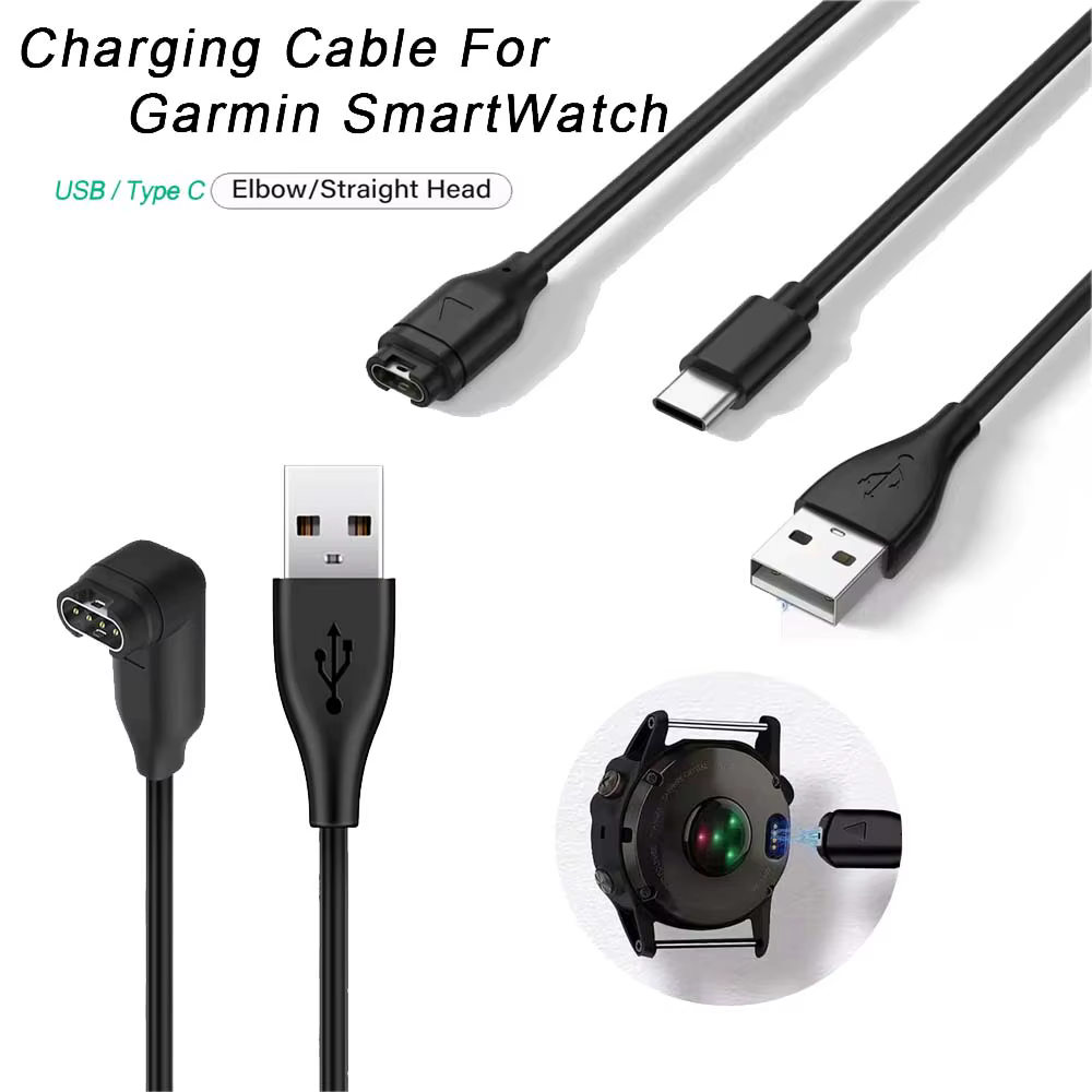 Chargeur de montre USB C compatible avec Garmin Fenix 7 7X Pro 6 6X 5 5S 5X