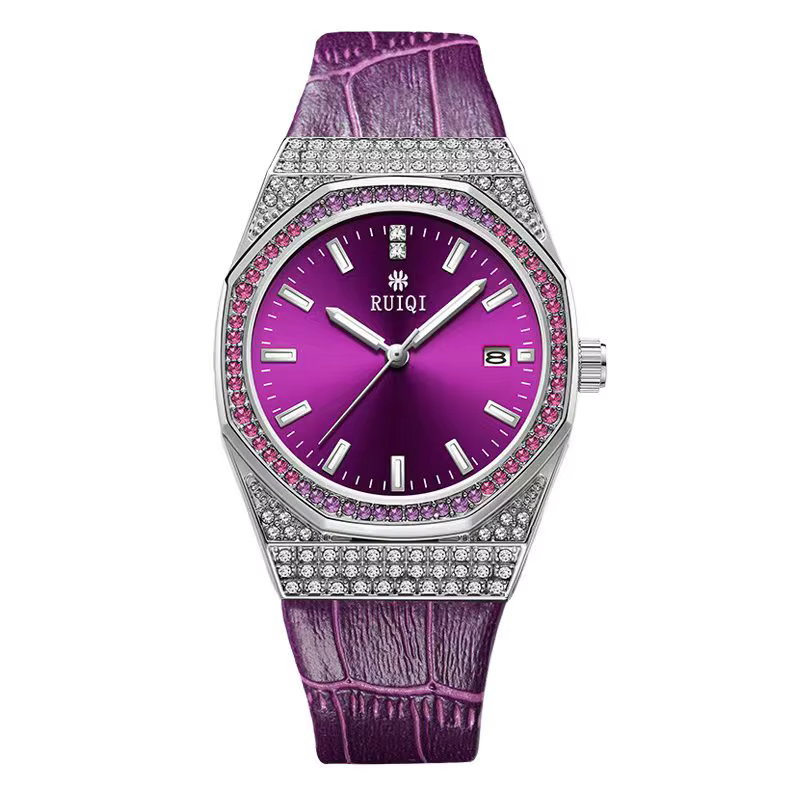 Nouveau Style Violet haut de gamme dames montre-bracelet de luxe diamant étanche lumineux montre pour femme