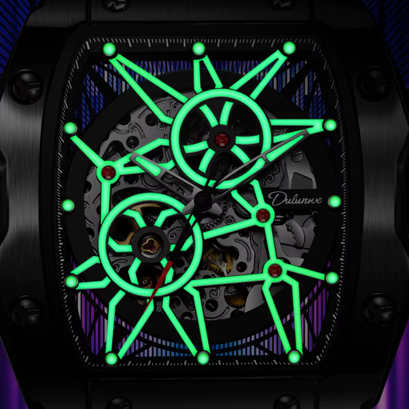 Montres pour hommes squelette lumineuses