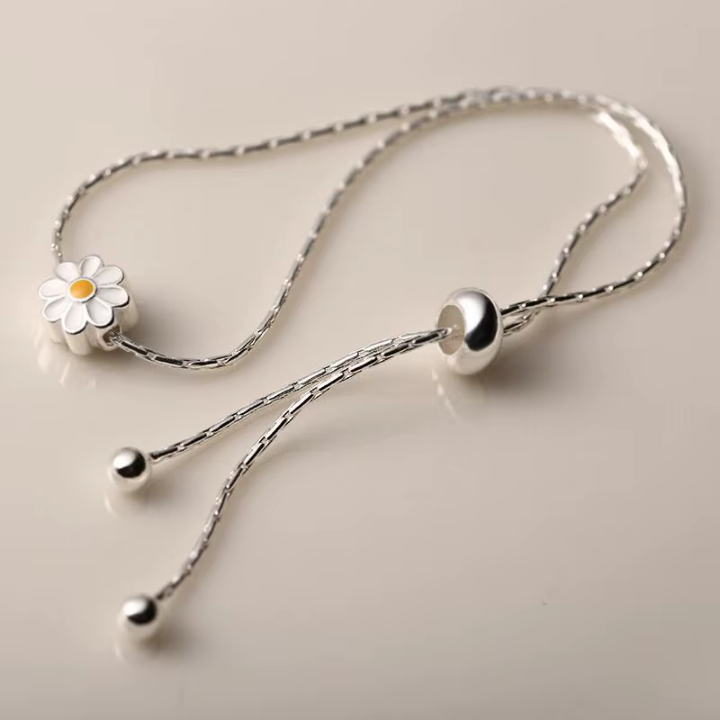 AndrFlower-Bracelet réglable en argent regardé 925 pour femmes et filles, destroy Sweet Beaded, Fashion Jewelry Gift, Dropship Wholesale
