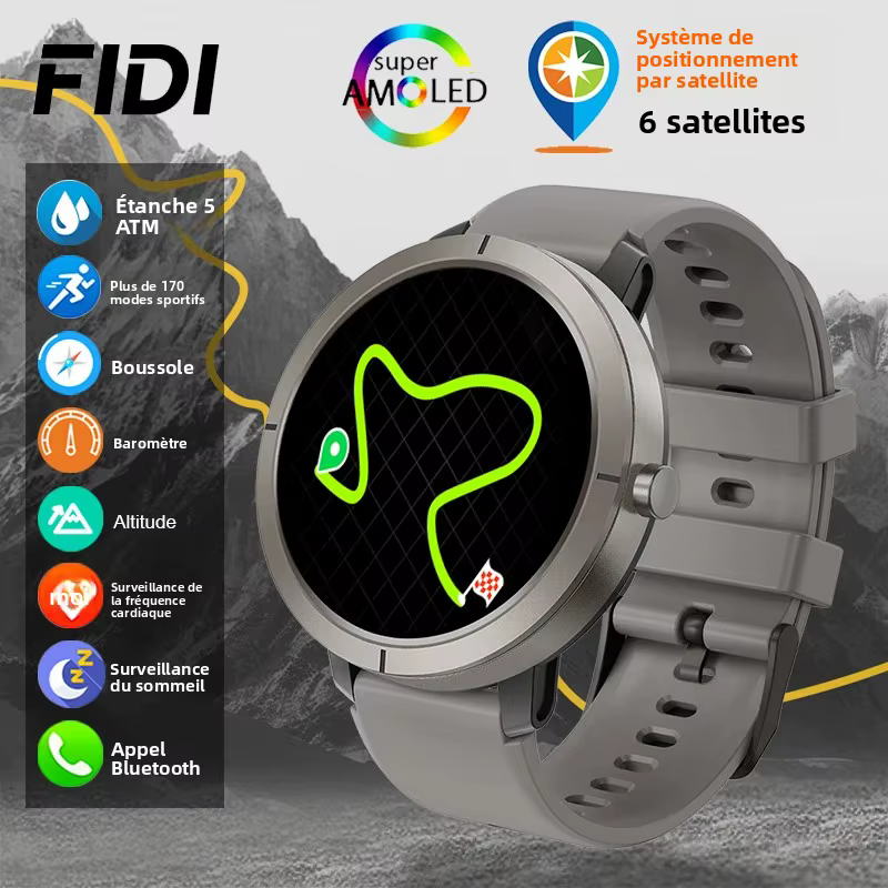 Montre connectée GPS sportive avec écran AMOLED de 1