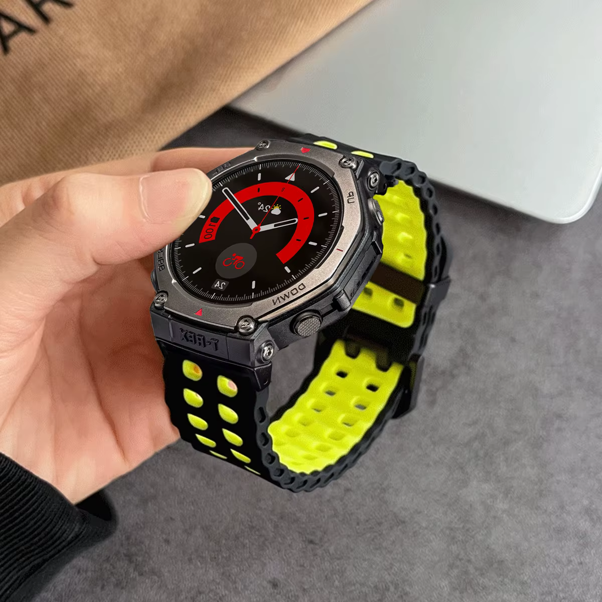 Bracelet marin pour montre Amazfit t-rex 3/2/bracelet en silicone élastique bicolore ultra