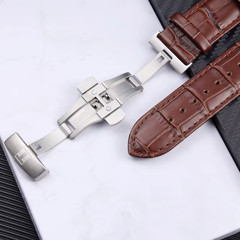Bracelet de montre en cuir véritable pour homme