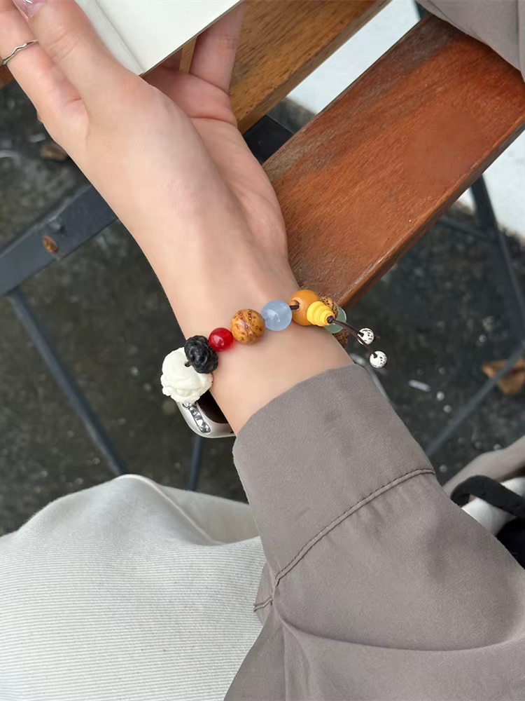 Bracelet extensible en perles de bois 3D pour Apple Watch