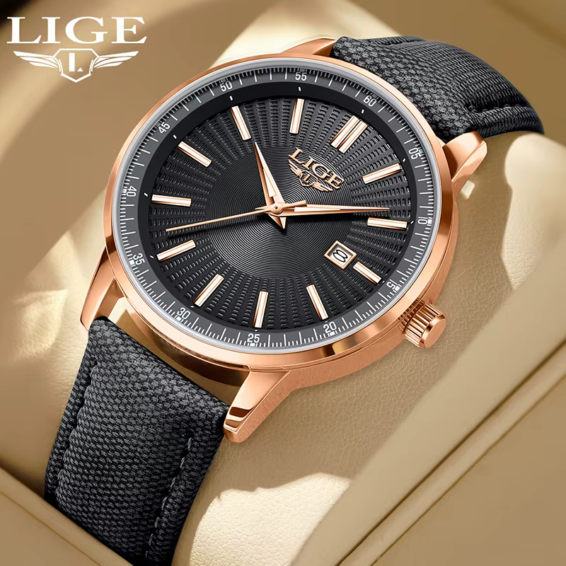 LIGE Nouvelle Montre en Cuir Créative Style Cowboy pour Hommes