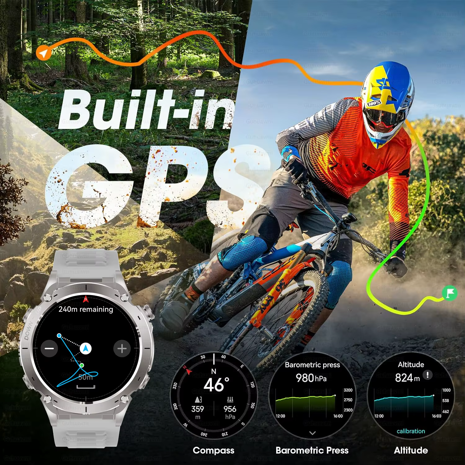 2025 GUHUAVMI Y-101 GPS sport montre intelligente 10ATM étanche intégré double bande GNSS boussole altimètre qualité militaire Smartwatchs