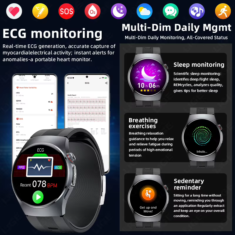 Montre connectée intelligente LIGE avec pompe à air