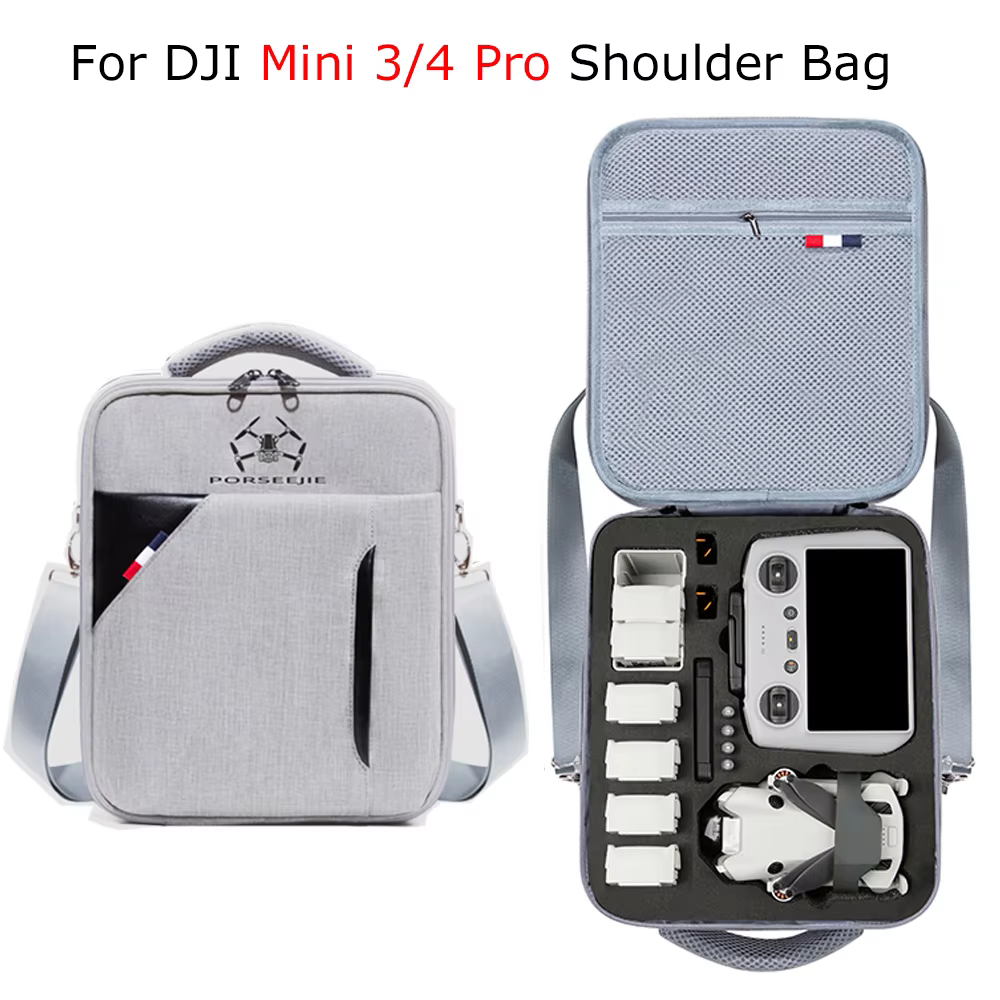 Sac à bandoulière portable mini 4 compartiments, sac à dos de protection, étui de transport pour drone DJI Mini 3 Pro, télécommande, batterie et accessoires