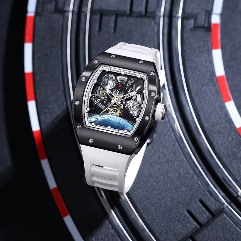 Montres automatiques pour hommes mode Tonneau horloge mécanique cadran terre étanche luxe lumineux squelette