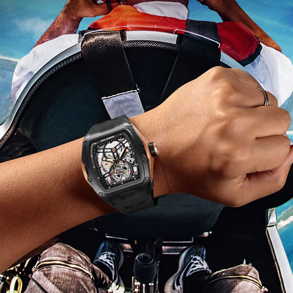 LIGE – montre automatique mécanique pour hommes