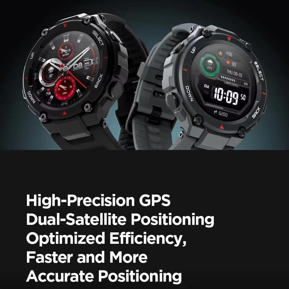 Nouvelle montre intelligente Amazfit T-Rex pro pour hommes - GPS extérieur étanche avec autonomie de 20 jours compatible avec iOS et Android