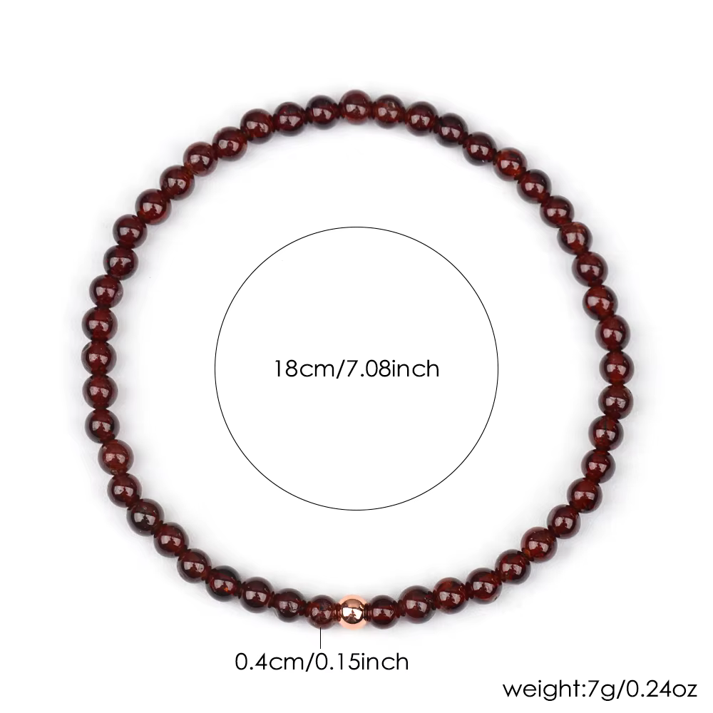 Bracelet en grenat naturel de 4mm, bijoux à la mode, bracelet élastique, cadeau adapté aux hommes et aux femmes au quotidien, 1 pièce