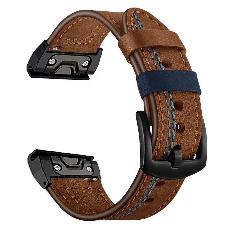 Bracelet en cuir pour Garmin Fenix 5X Plus 5 Fenix 6X 6 Fenix 7X Pro 8 Tactix 7 AMOLED Forerunner 965, sangle à dégagement rapide 26mm 22mm