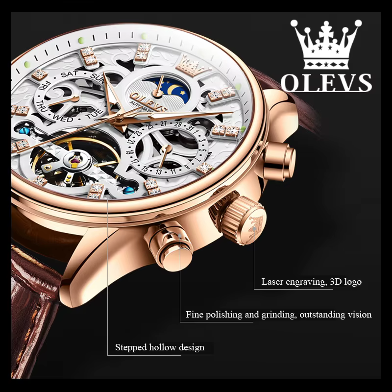 OLEVS – montre-bracelet mécanique automatique pour hommes