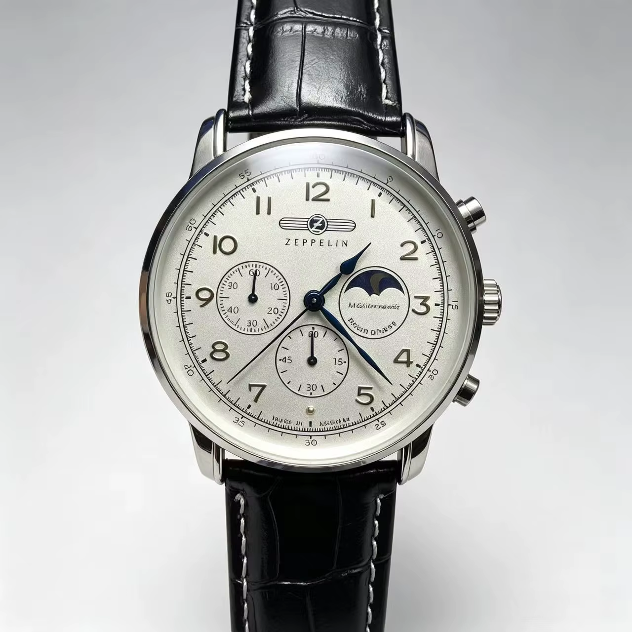 Montre Zeppelin New Moon Phase Airship pour homme, montre à quartz décontractée, bracelet rétro, montre de business, chronographe de précision
