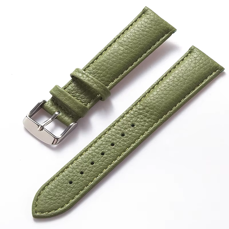 Bracelet en cuir véritable à motif litchi