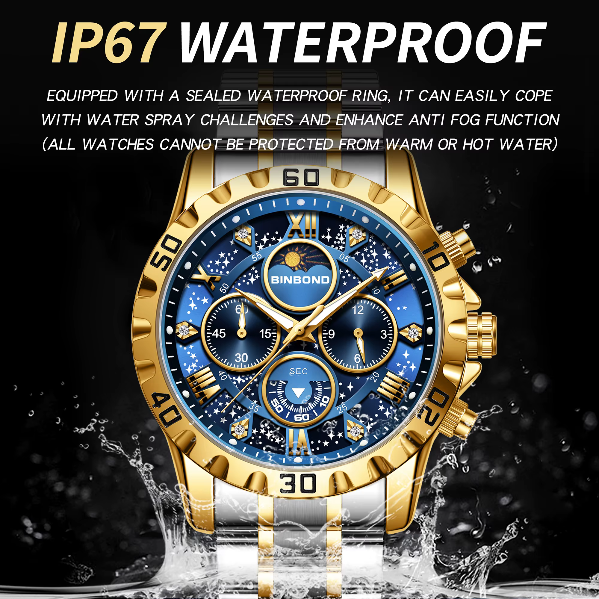 Montres à quartz de marque originale BINBOND pour hommes
