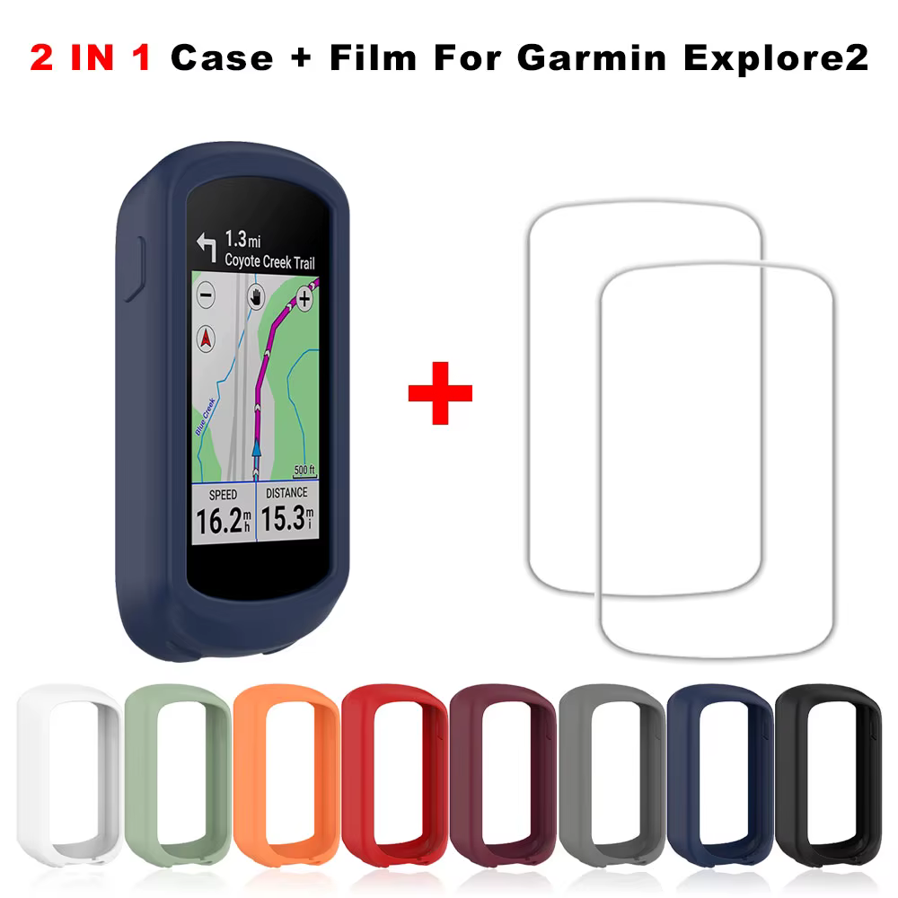 Coque en silicone TPU + 2 films de verre trempé pour Garmin Explore 2